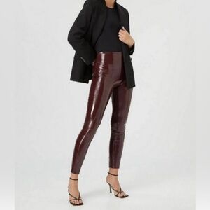 NWT SPANX Faux Patent Leather Leggings Ruby size S,M
